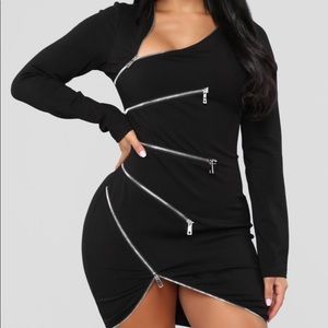 Zip Her Up black zipper dress by Fashion Nova